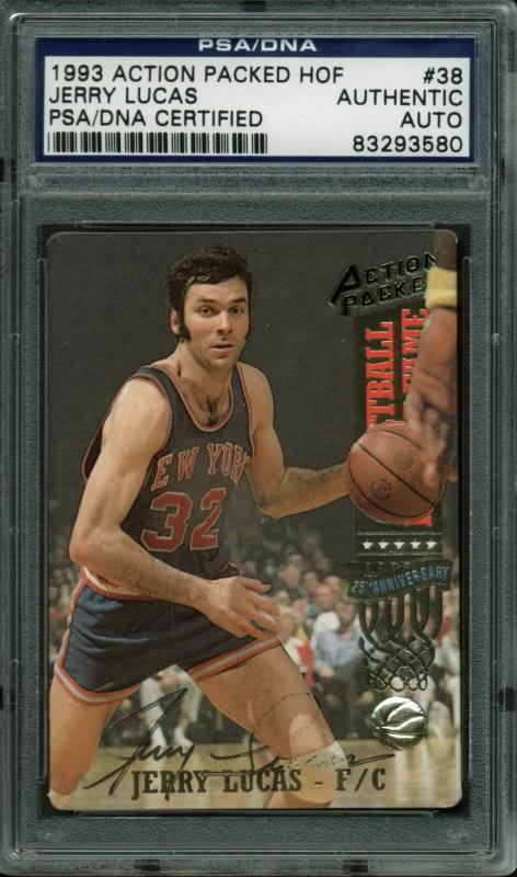 Knicks Jerry Lucas Authentic Signed Card 1993 Action Packed HOF PSA/DNA Slabbed