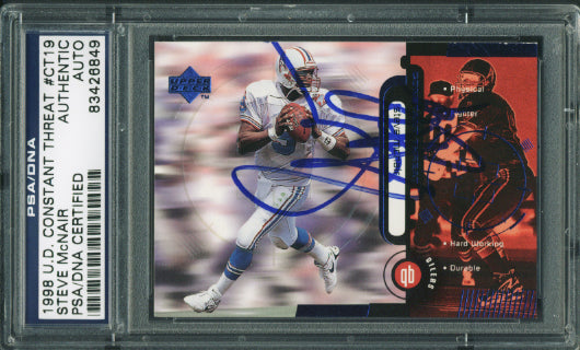 Steve Mcnair Authentic Signed Card 1998 Ud Contsant Threat #Ct19 PSA/DNA Slabbed