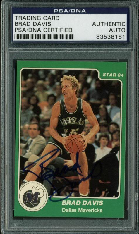 Mavericks Brad Davis Authentic Signed Card Star '84 Green PSA/DNA Slabbed