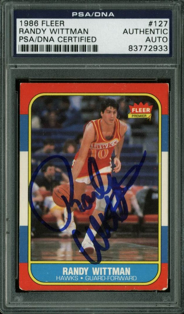 Hawks Randy Wittman Authentic Signed Card 1986 Fleer #127 PSA/DNA Slabbed