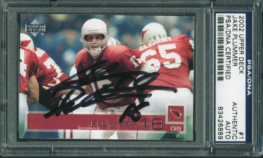 Cardinals Jake Plummer Authentic Signed Card 2002 Upper Deck #1 PSA/DNA Slabbed