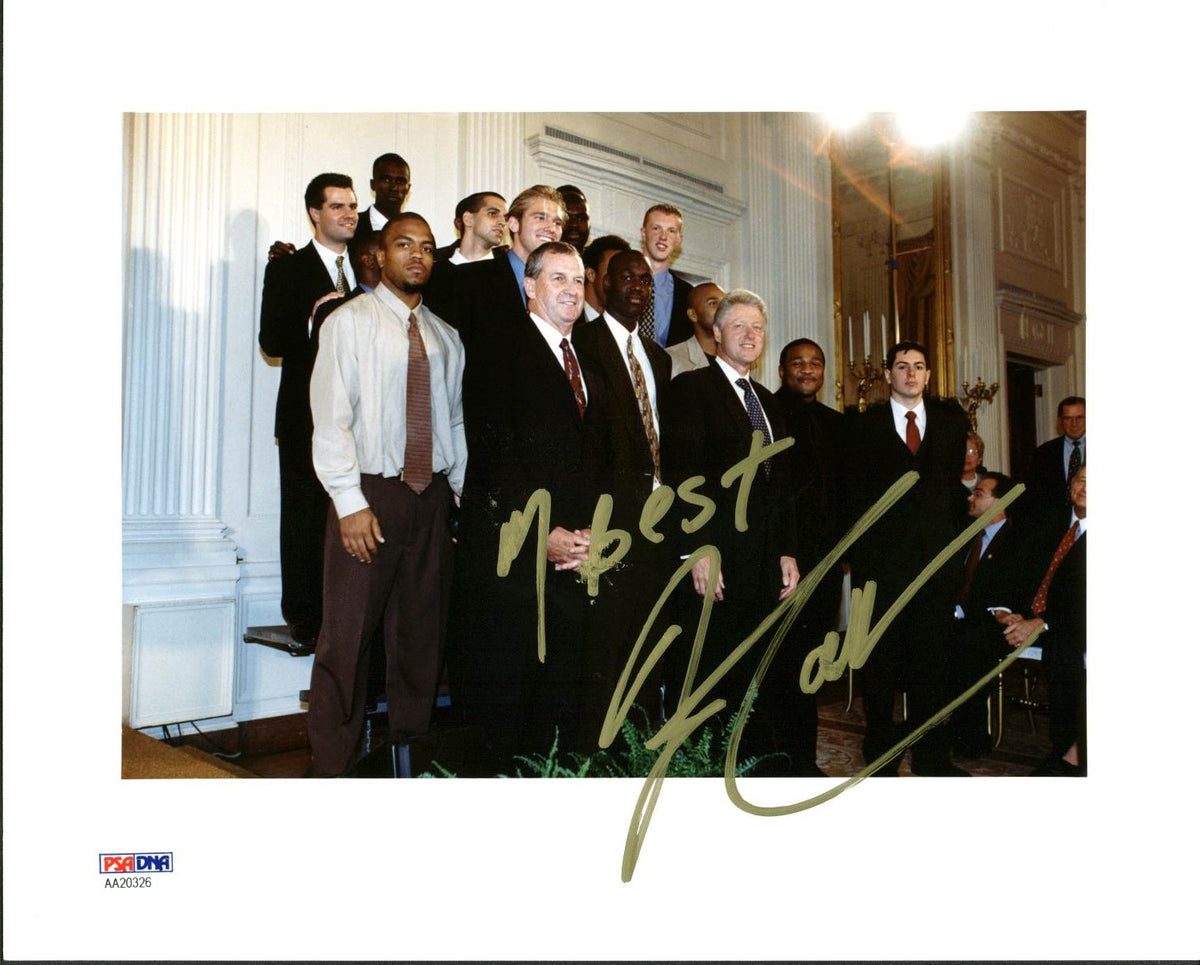 Uconn Jim Calhoun Authentic Signed 8X10 Photo w/ Bill Clinton PSA/DNA #AA20326