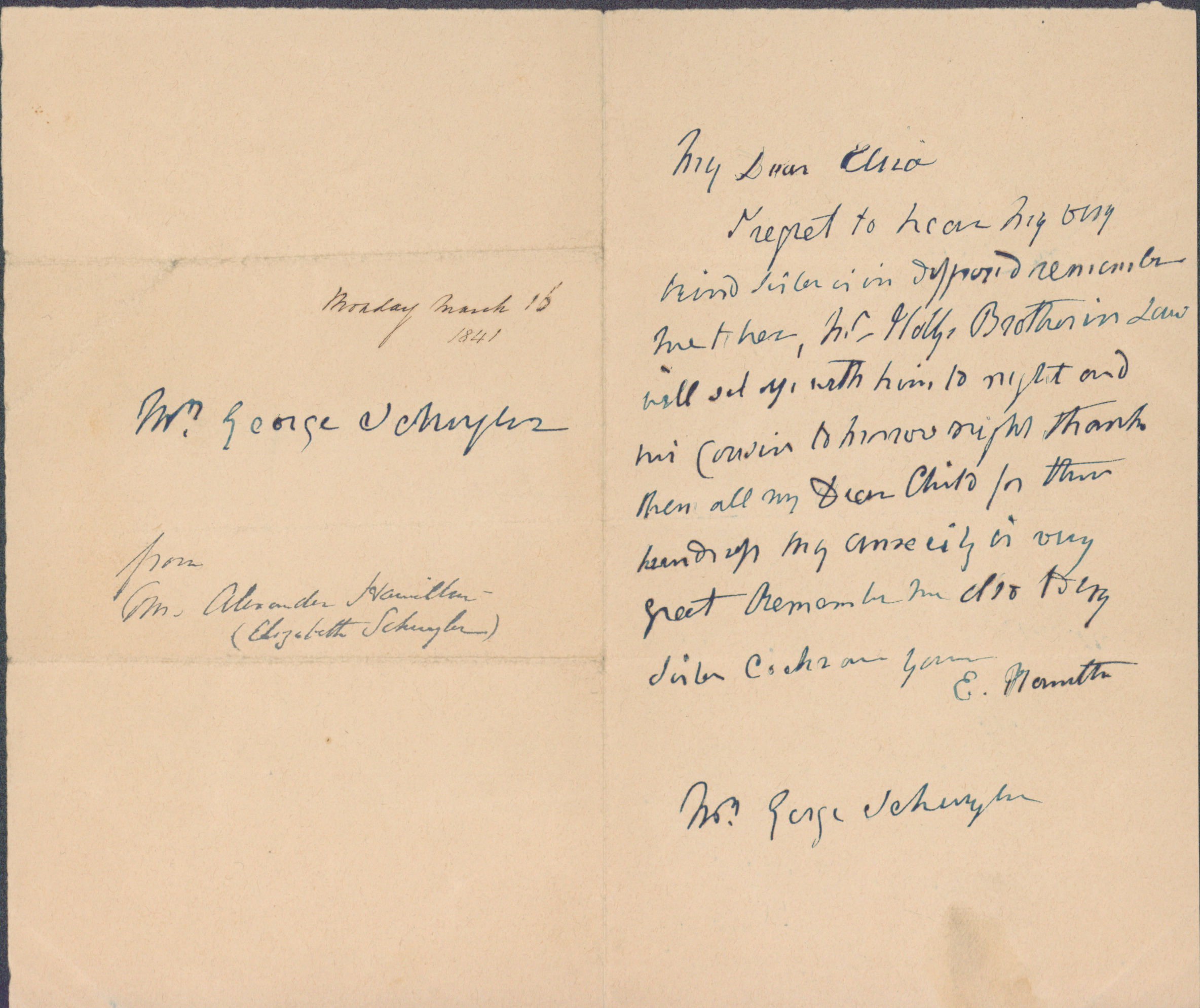 Elizabeth Hamilton Authentic Signed 4x6.5 Handwritten Letter JSA #BB37559