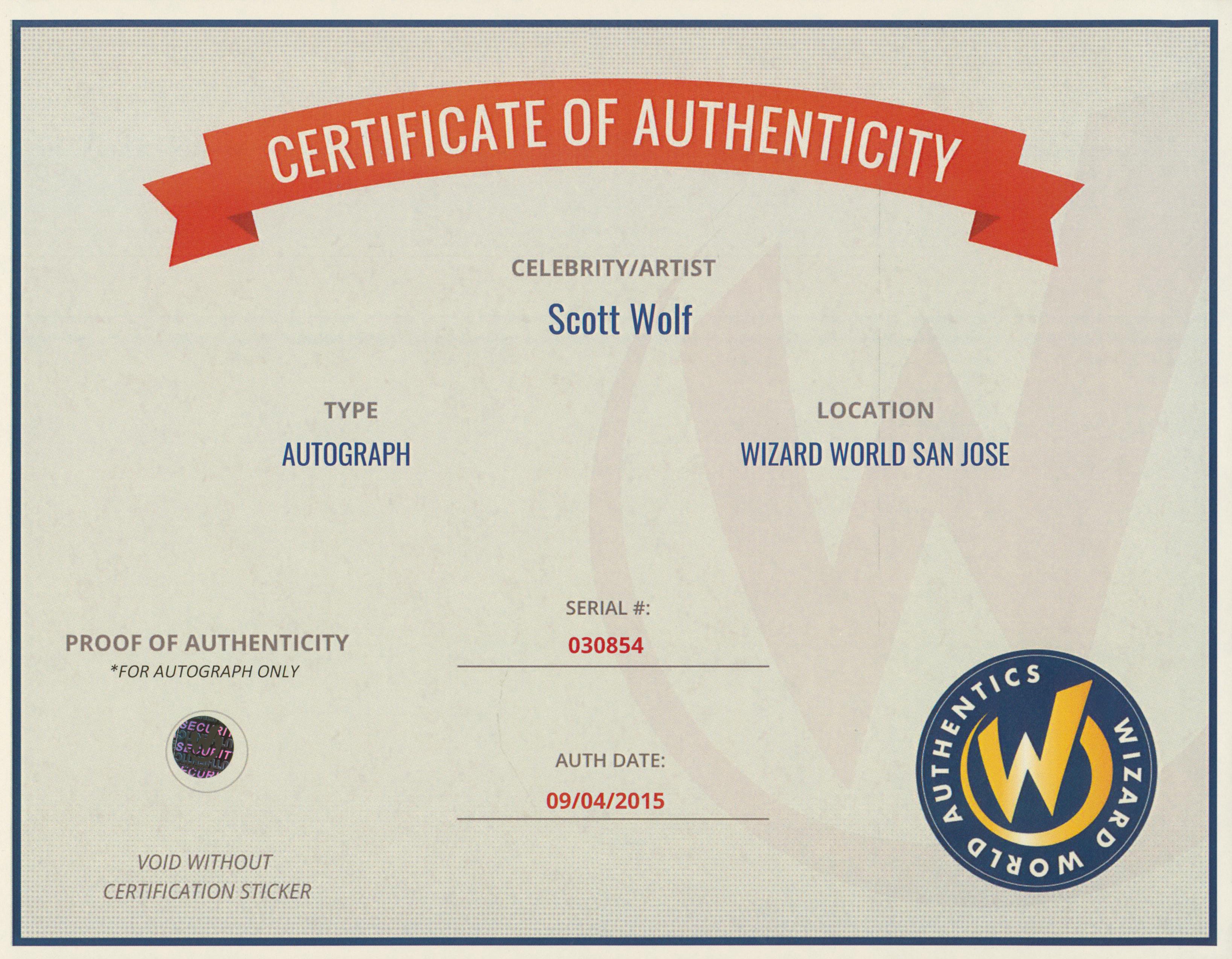 Scott Wolf Party of Five Authentic Signed 8x10 Photo Autographed Wizard World 2