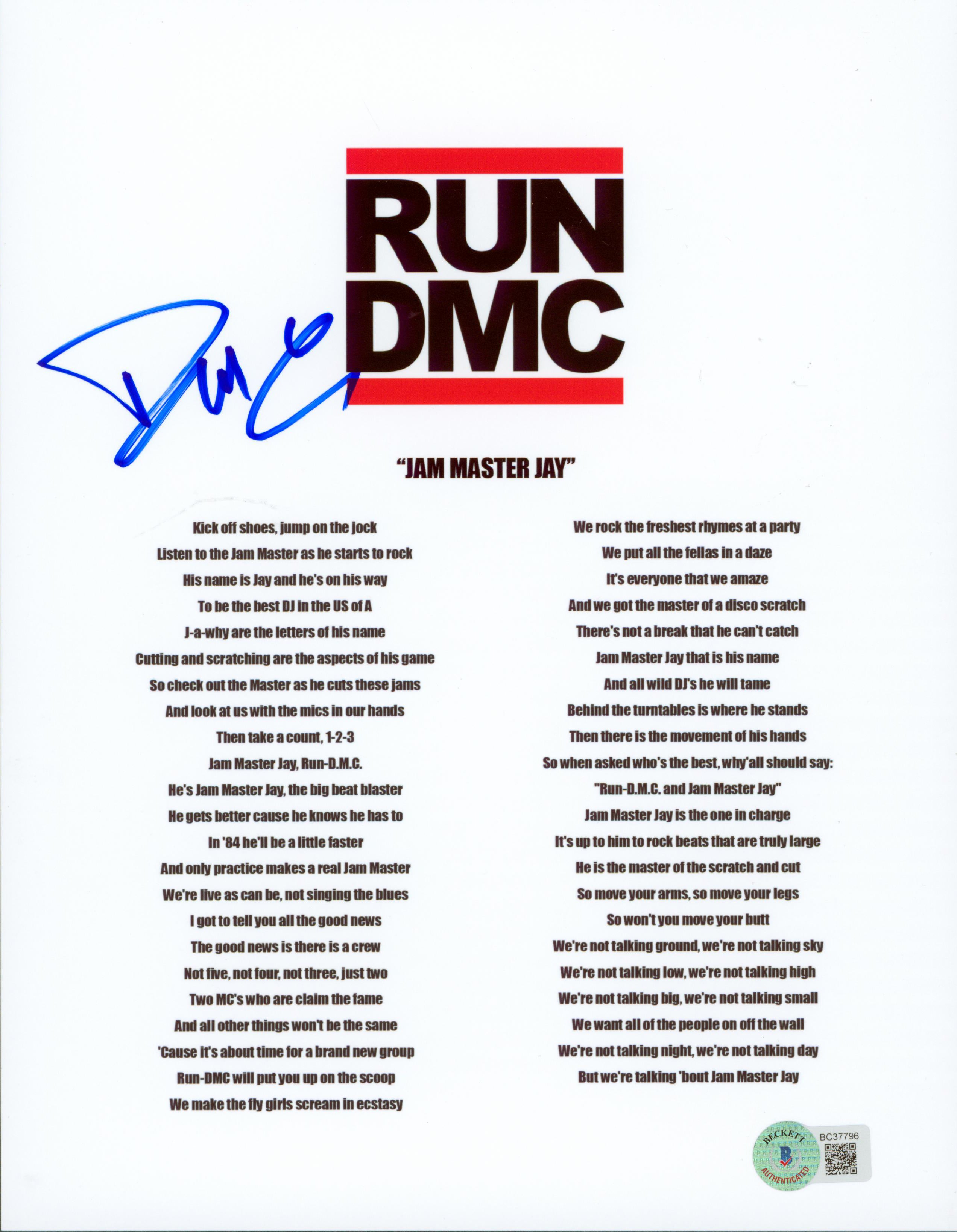 Run DMC Authentic Signed 8.5x11 Jam Master Jay Music Sheet Photo BAS #BC37796