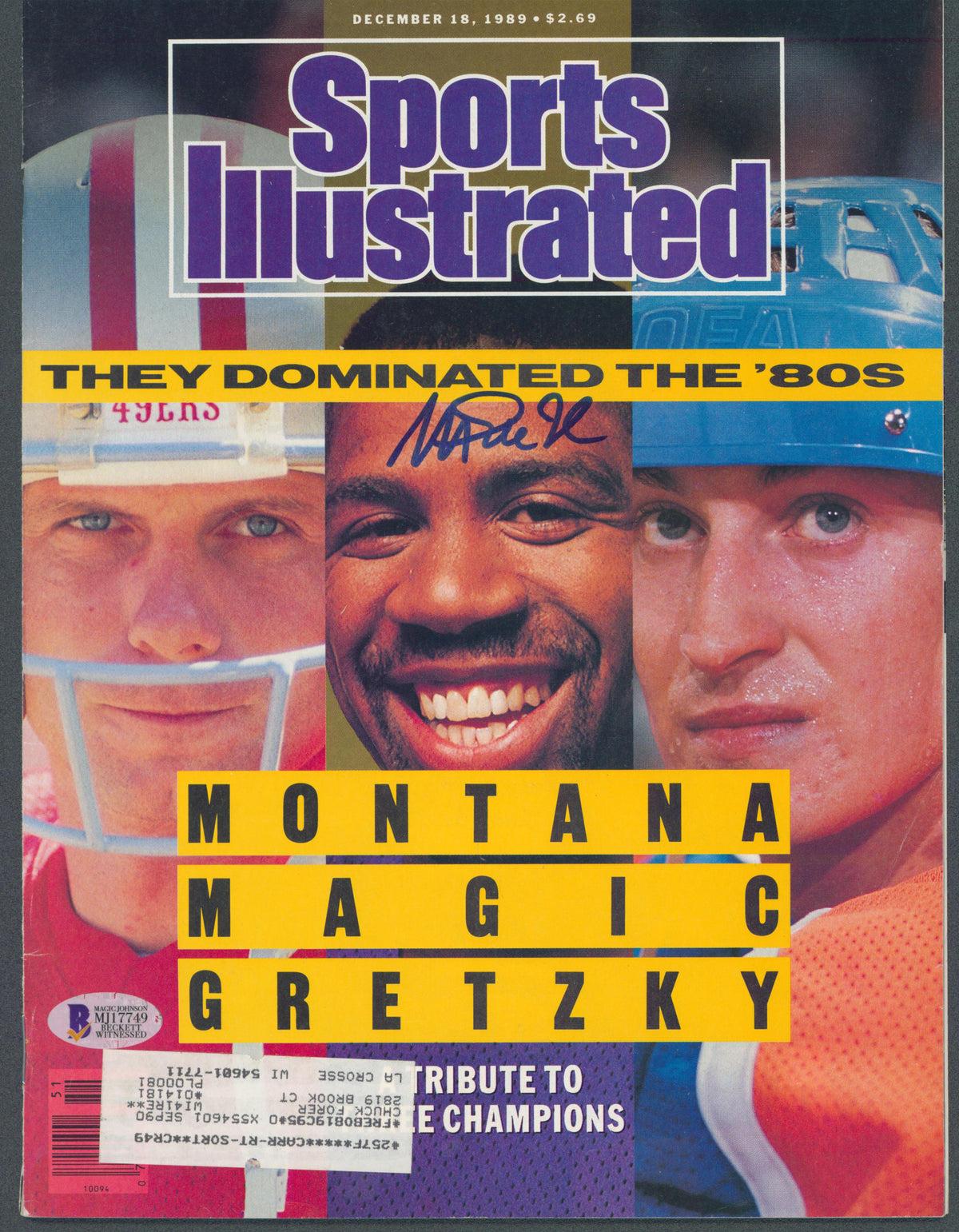 Lakers Magic Johnson Signed December 1989 Sports Illustrated Magazine BAS Wit