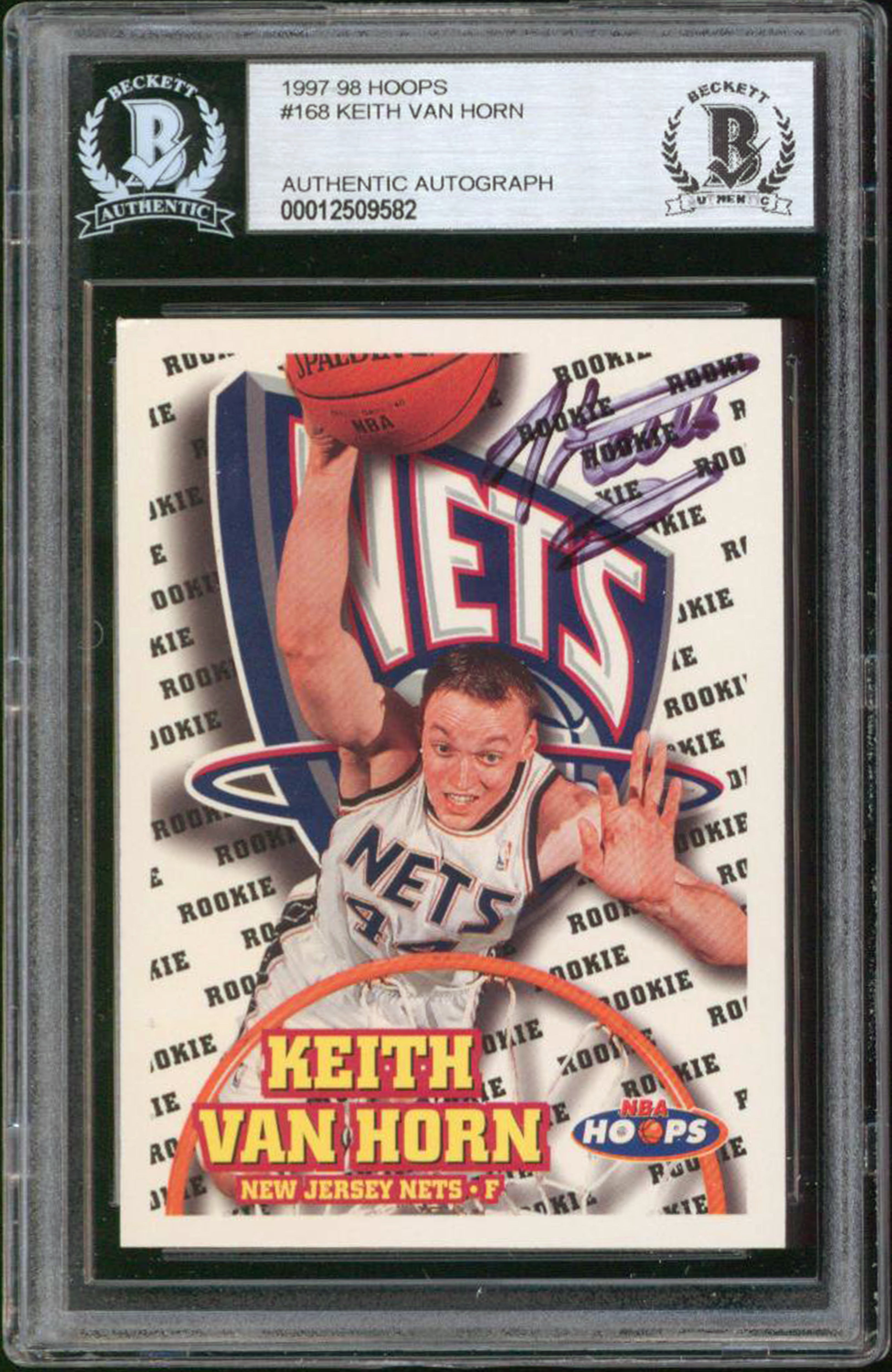 Nets Keith Van Horn Authentic Signed 1997 Hoops #168 Rookie Card BAS Slabbed