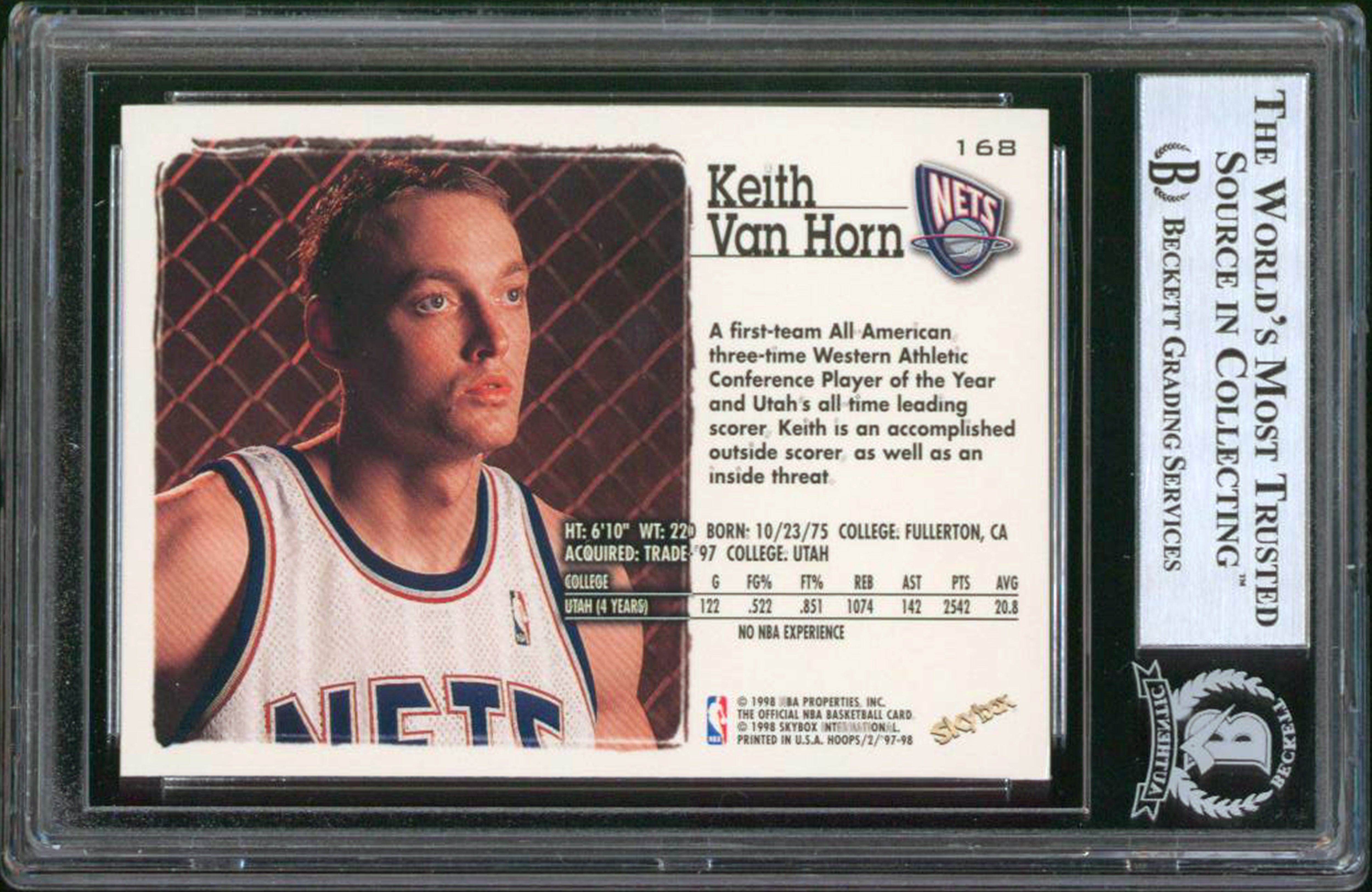 Nets Keith Van Horn Authentic Signed 1997 Hoops #168 Rookie Card BAS Slabbed
