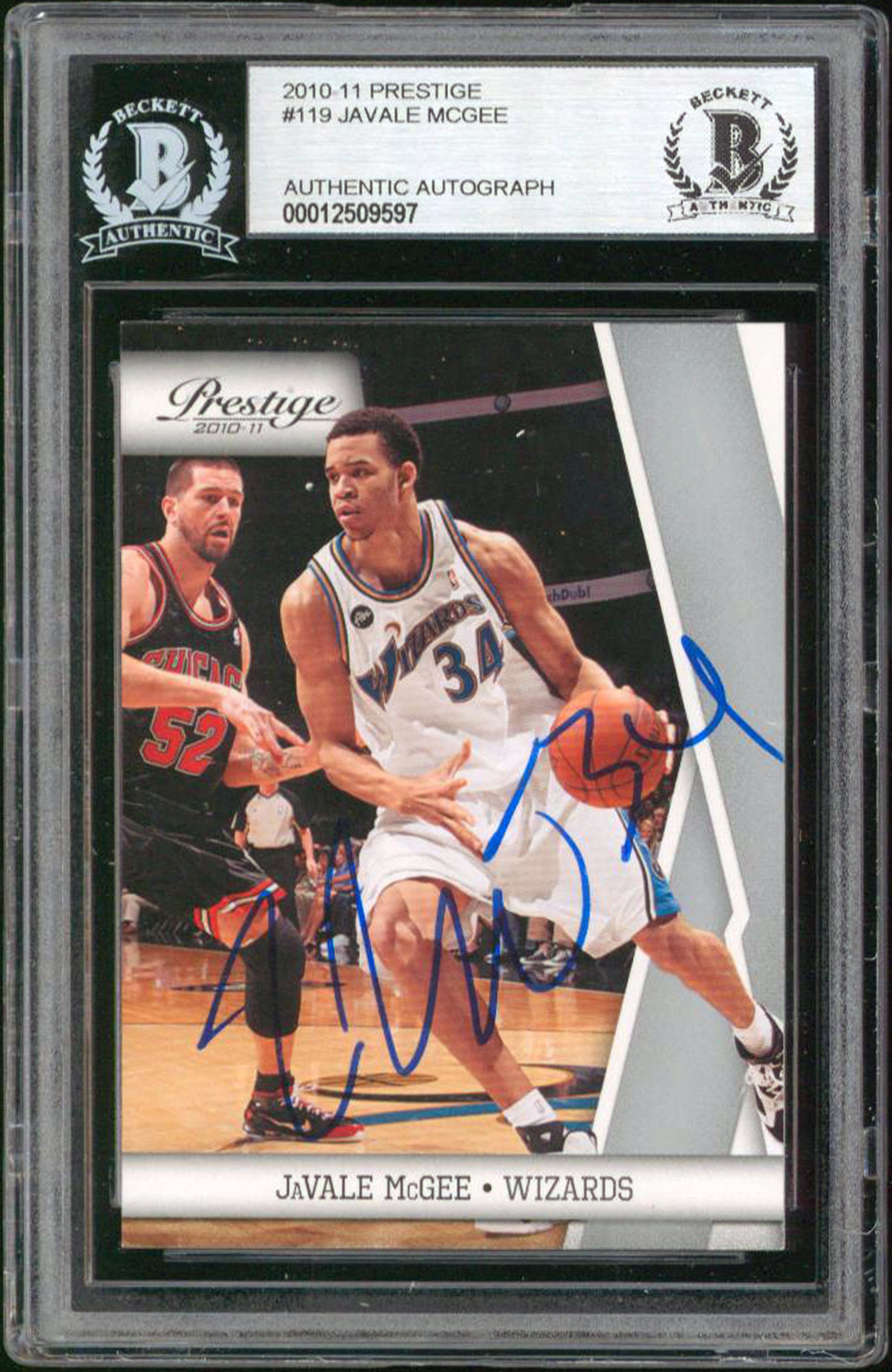 Wizards Javale McGee Authentic Signed 2010 Prestige #119 Card BAS Slabbed