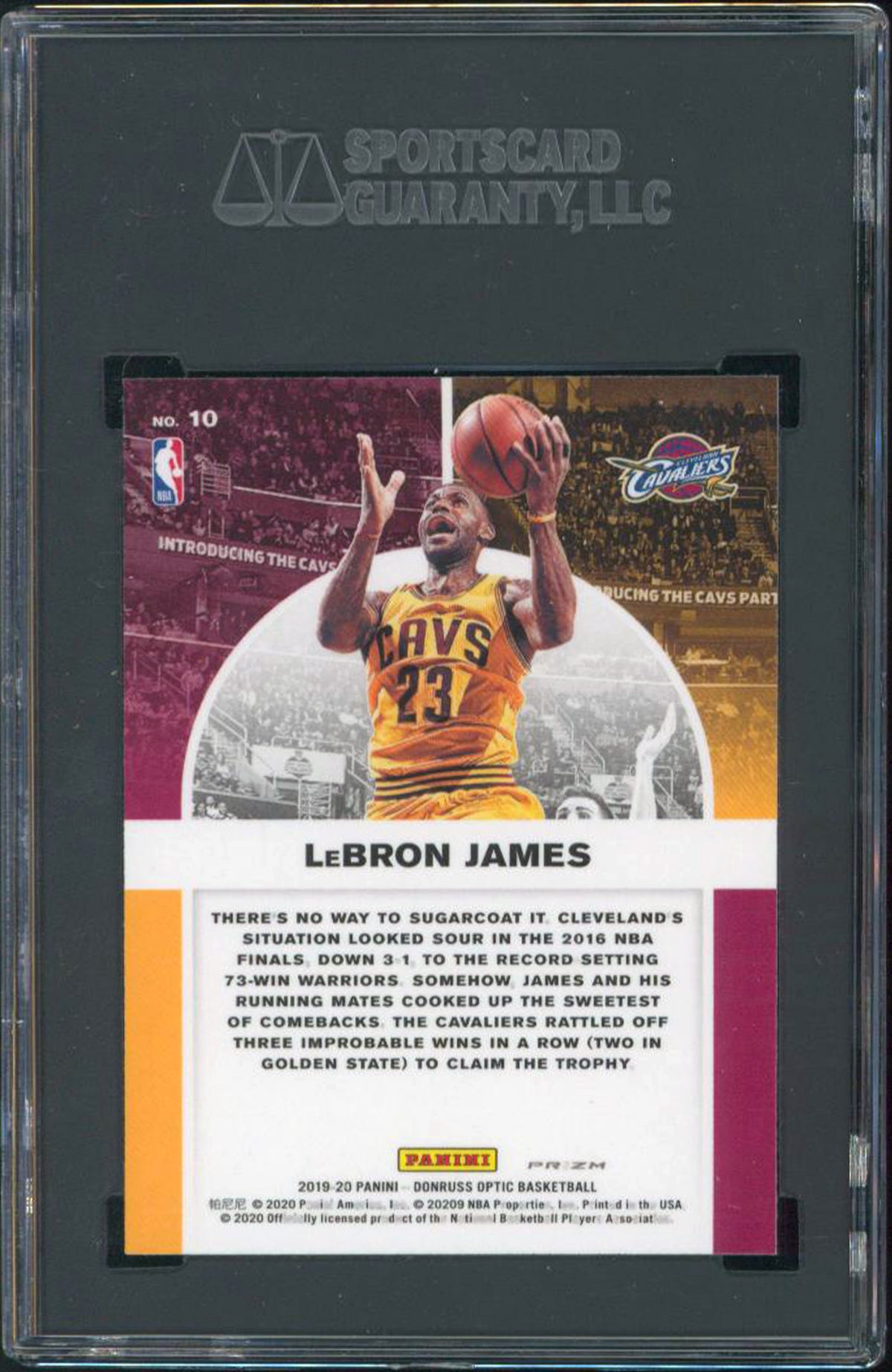 Lakers LeBron James 2019 Donruss Optic #10 Winner Stays Holo Prizm Card 10 SGC 1