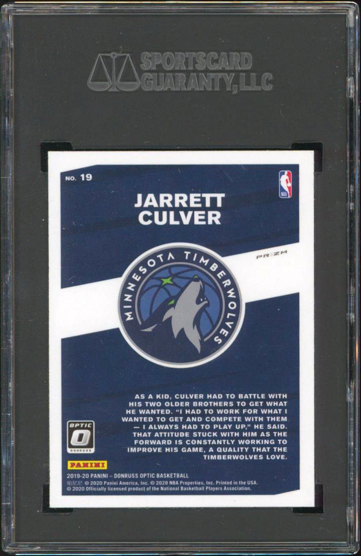 Jarrett Culver 2019 Donruss Optic #19 My House! Holo Prizm Card Graded GM 10 SGC