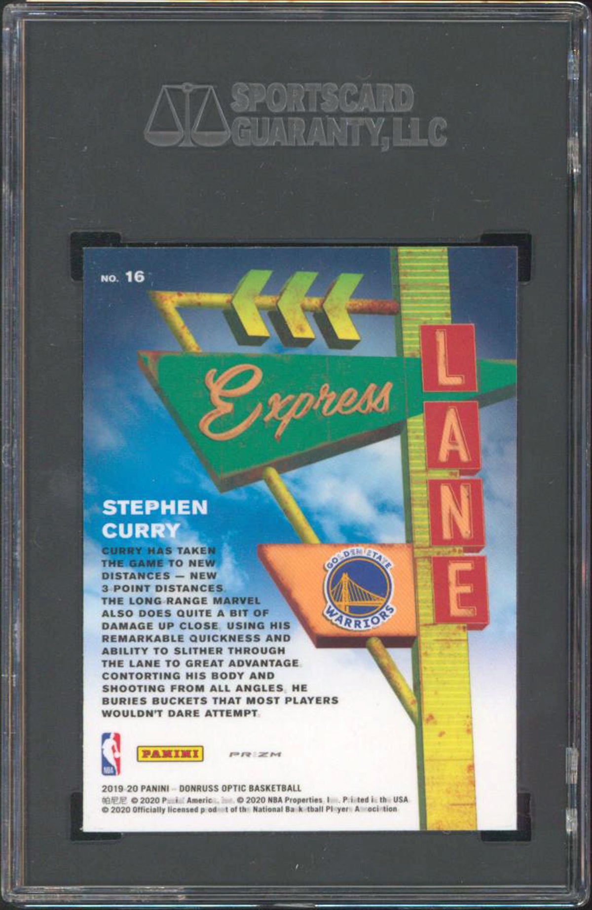 Stephen Curry 2019 Donruss Optic #16 Express Lane Holo Prizm Card Graded 10! SGC