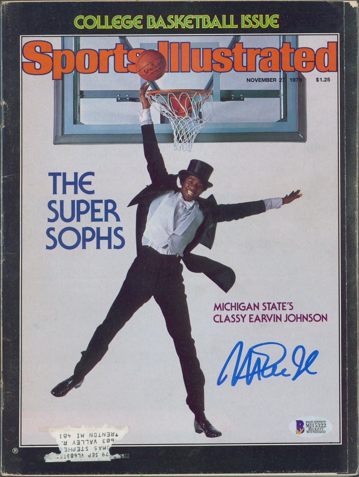 Lakers Magic Johnson Signed Nov. 1978 Sports Illustrated Magazine BAS #MJ15322