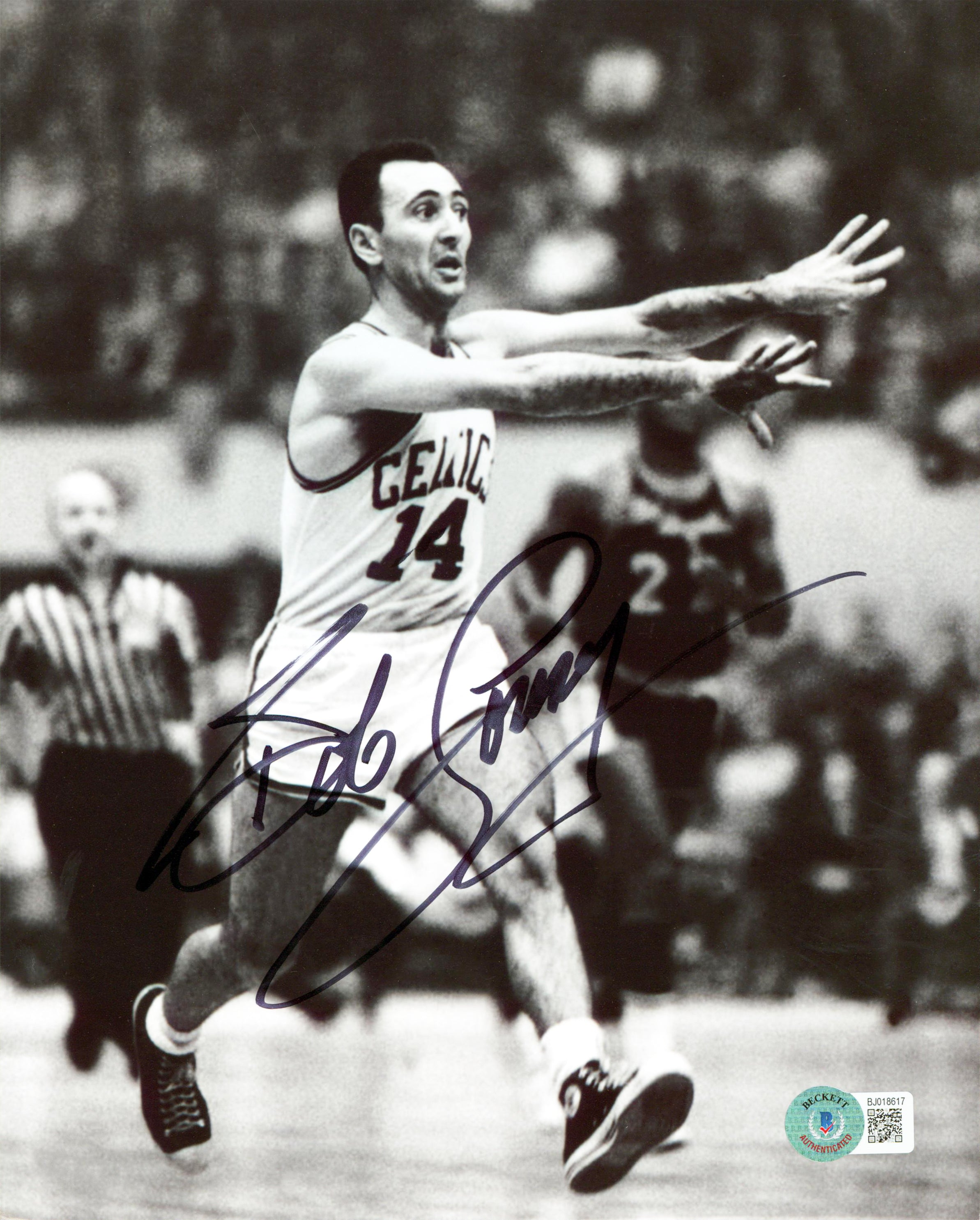 Celtics Bob Cousy Authentic Signed 8x10 Black & White Photo BAS #BJ018617