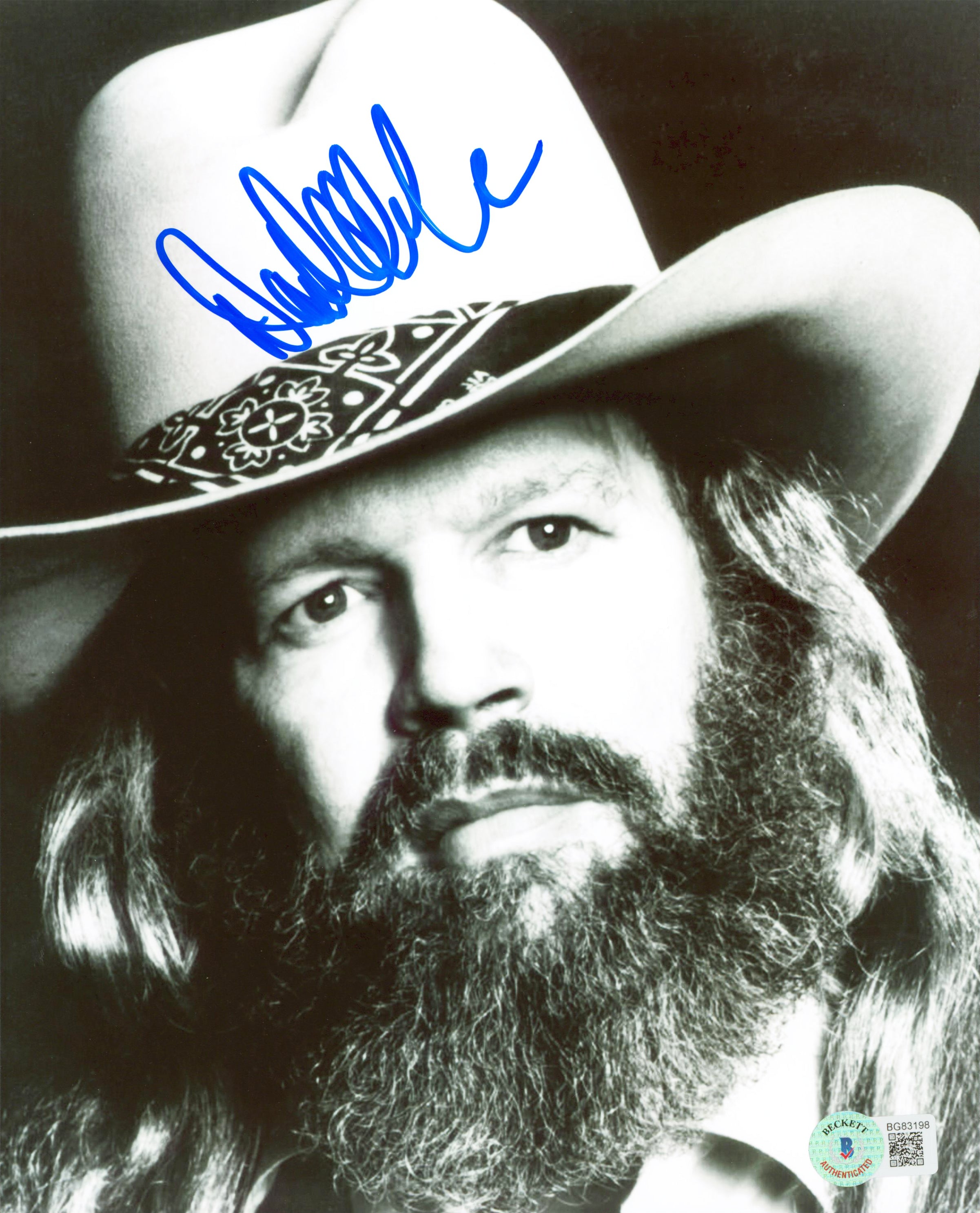 David Allan Coe Authentic Signed 8x10 Black & White Photo BAS #BG83198