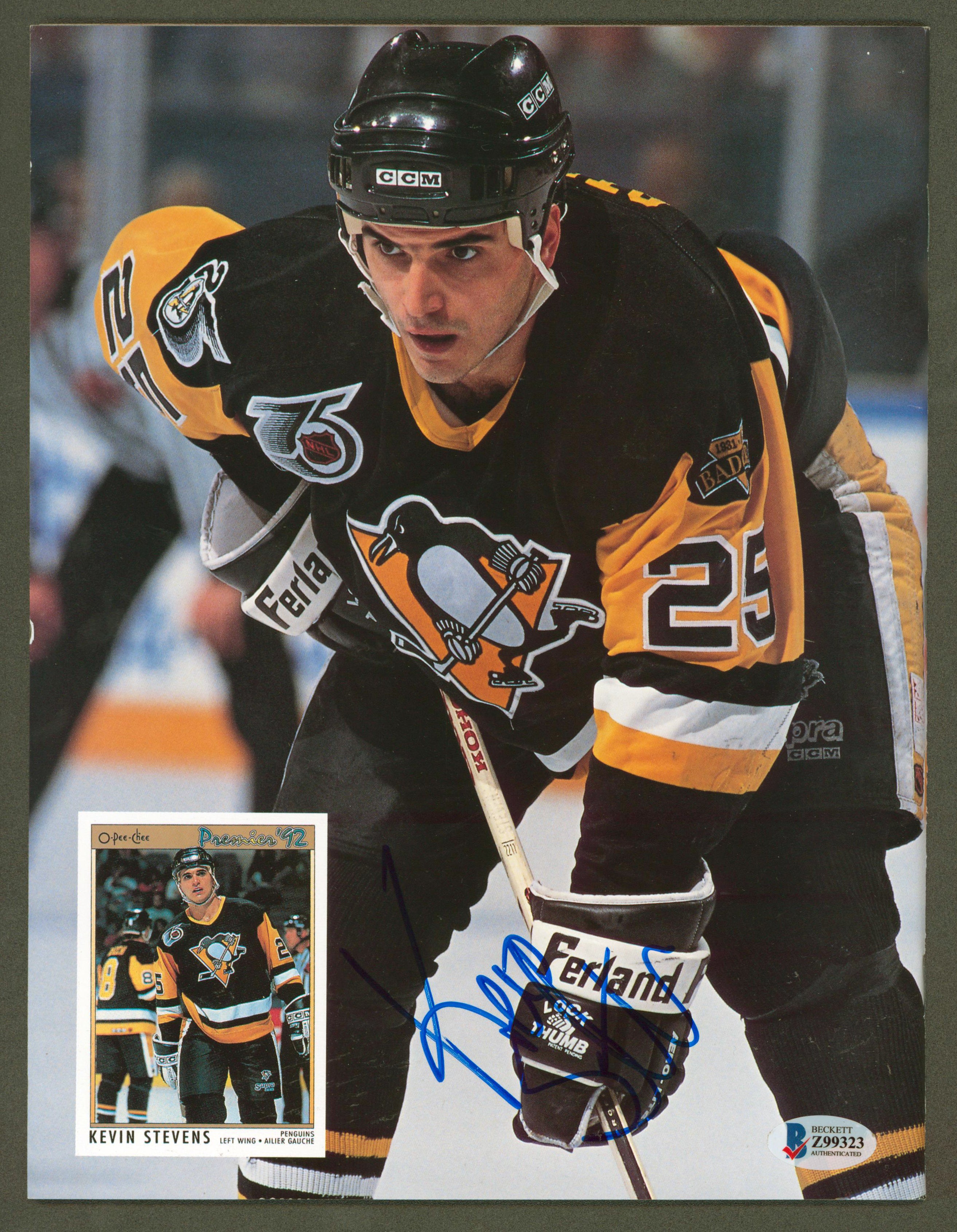 Penguins Kevin Stevens Authentic Signed Beckett Magazine Autographed BAS #Z99323