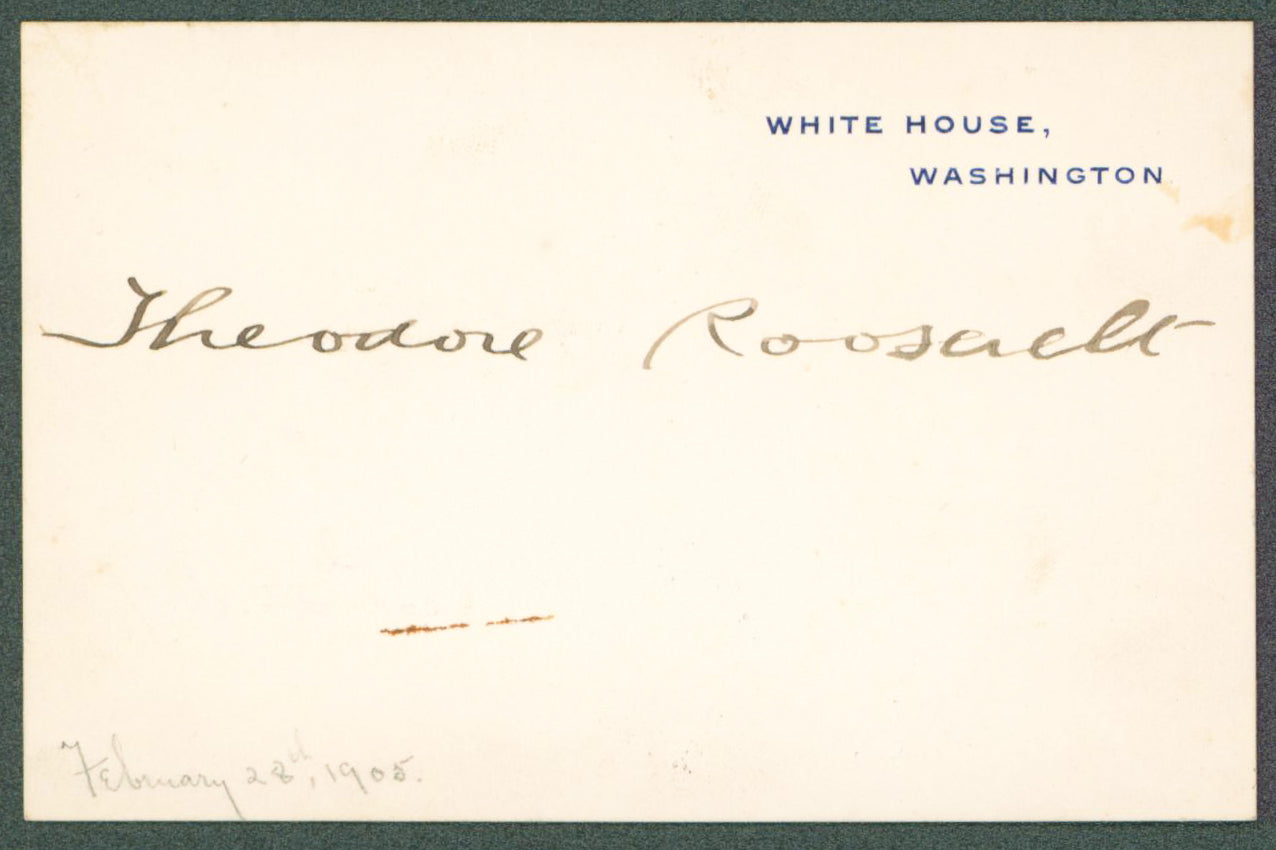 Theodore Roosevelt Authentic Signed 2.75x4 White House Card JSA #BB88709