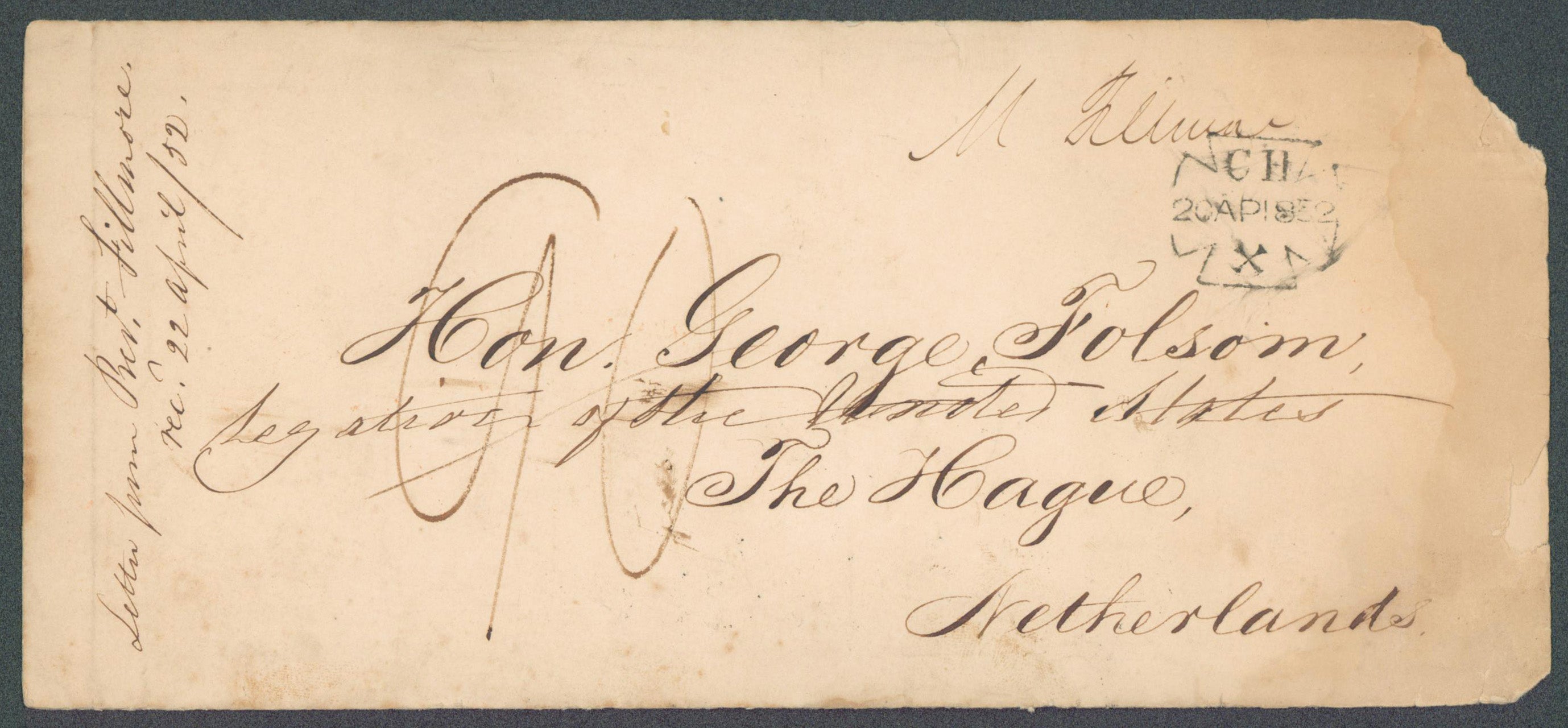 Millard Fillmore Authentic Signed 4x9 1852 Free Frank Envelope JSA #BB62356