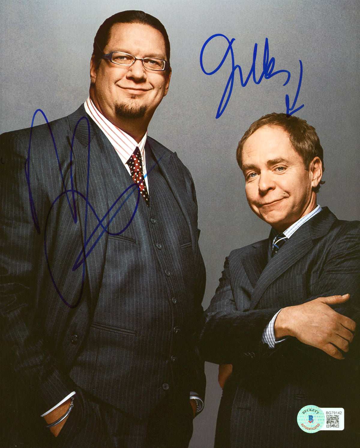 Penn Jillette & Joseph Teller Penn & Teller Signed 8x10 Photo BAS #BG79142