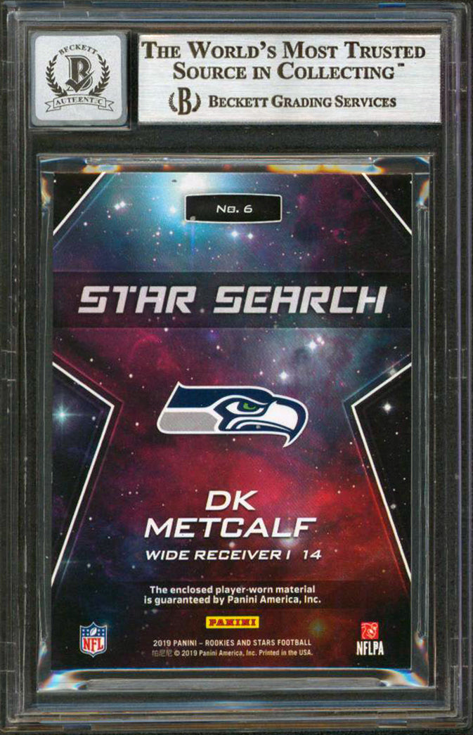 DK Metcalf Signed 2019 Rookies & Stars SS Jerseys #6 RC Card Auto 10 BAS Slab