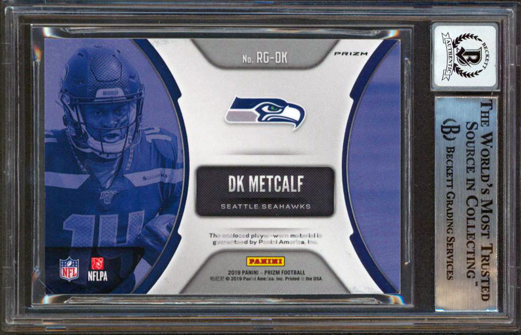 DK Metcalf Signed 2019 Panini Prizm Rookie Gear Pink #19 Card Auto 10 BAS Slab
