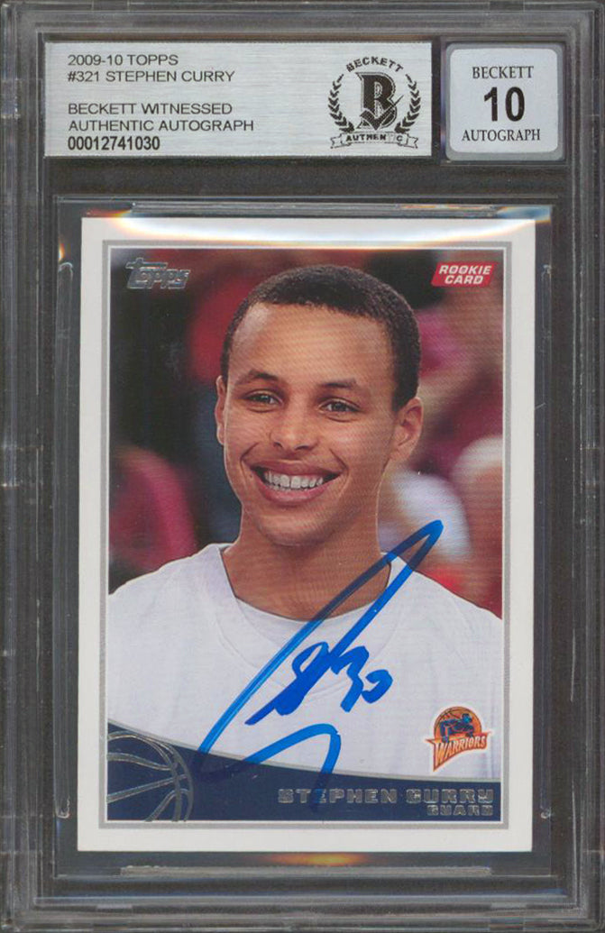 Warriors Stephen Curry Signed 2009 Topps #321 Rookie Card Auto Grade 1 Warriors Stephen Curry Signed 2009 Topps #321 Rookie Card Auto Grade 1