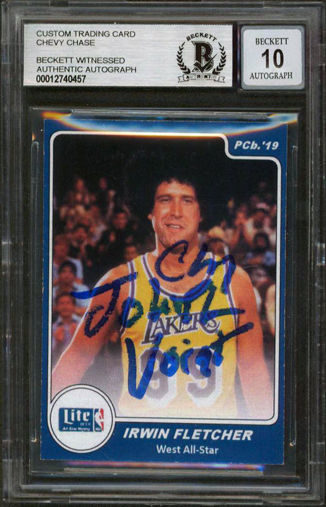 Chevy Chase Fletch "John Voight" Signed Custom Trading Card BAS Slabbed