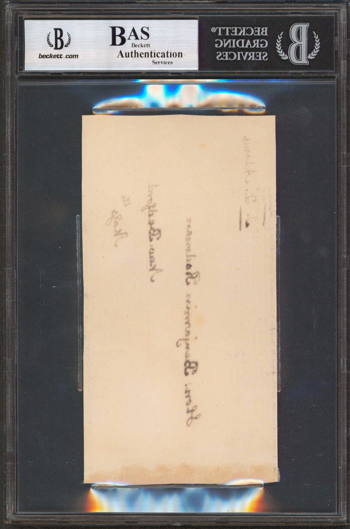 John Quincy Adams Authentic Signed 3.35x6.3 Free Frank Autographed BAS Slabbed