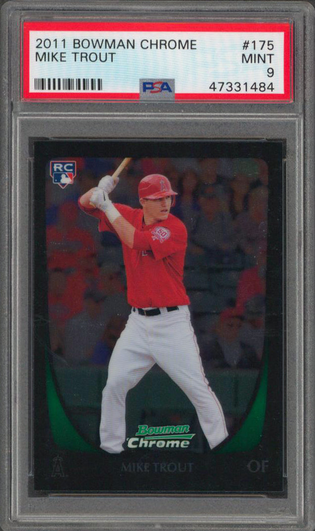 Angels Mike Trout 2011 Bowman Chrome #175 Rookie Card Graded Mint 9! PSA Slabbed
