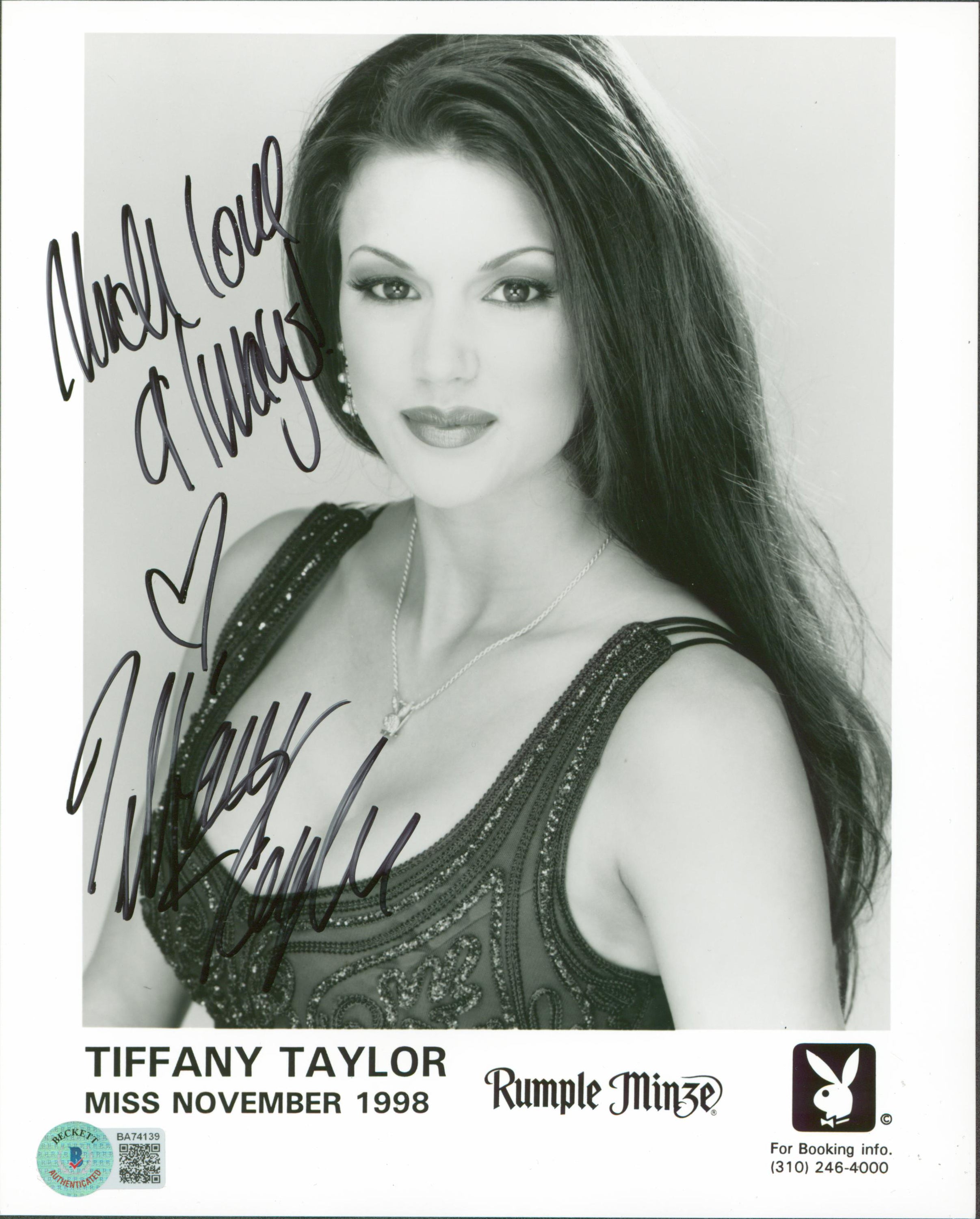 Tiffany Taylor Playboy "Much Love Always" Signed 8x10 Photo BAS #BA74139