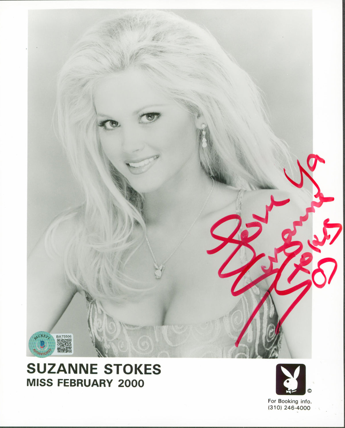 Suzanne Stokes Playboy "Love Ya" Authentic Signed 8x10 Sexy Photo BAS #BA75506