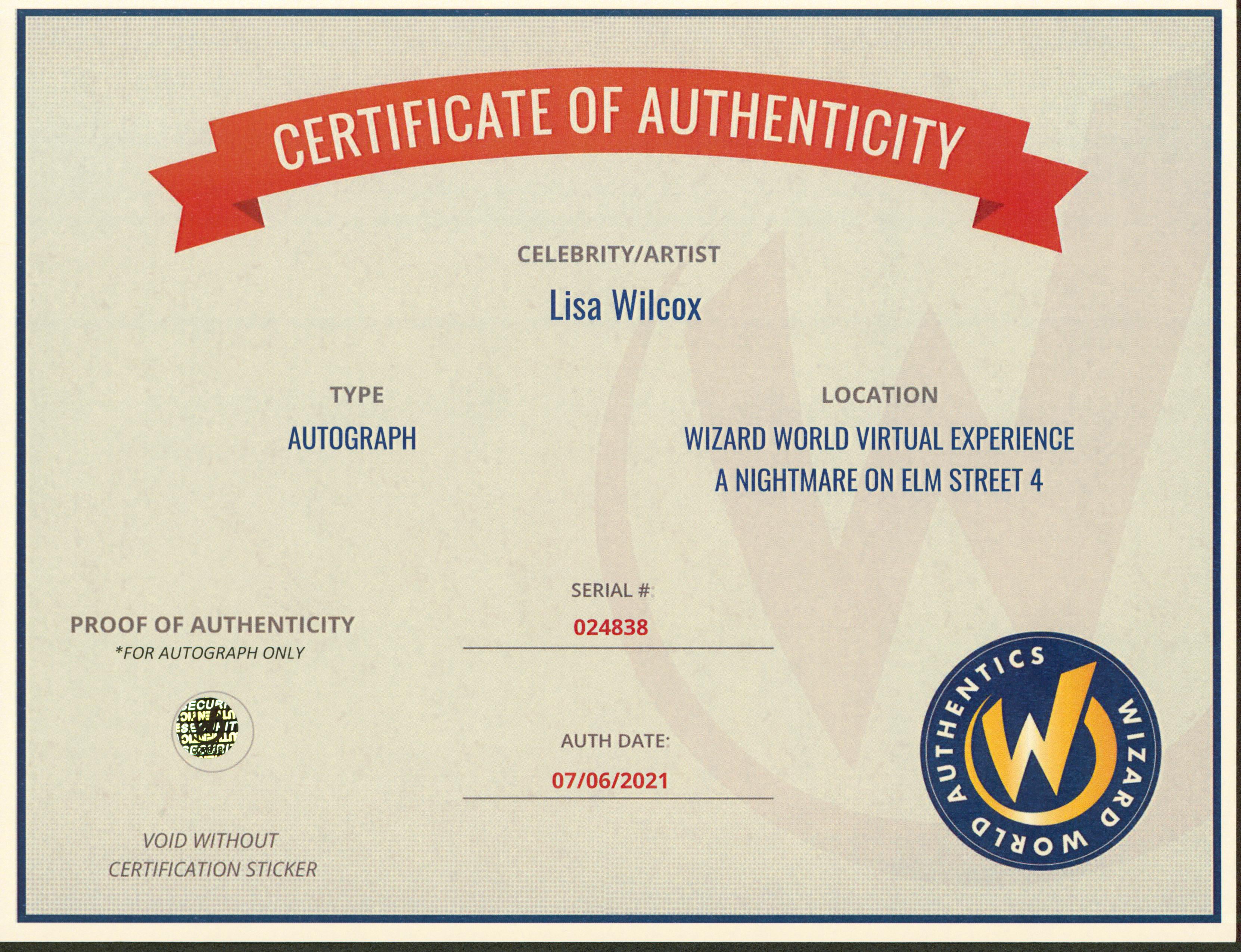 Lisa Wilcox A Nightmare On Elm Street Alice Signed 8x10 Photo Wizard World 4