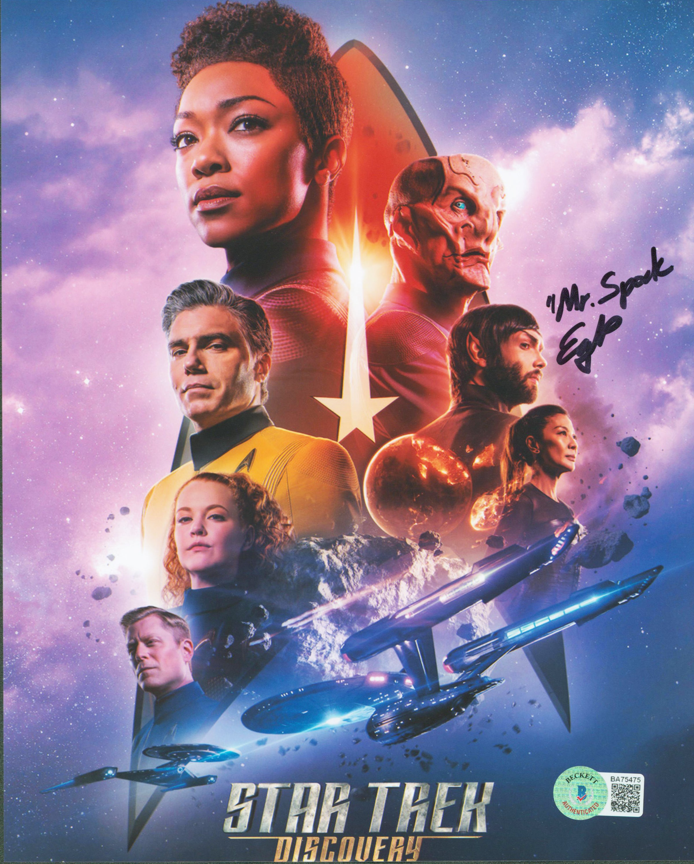 Ethan Peck Star Trek Discovery "Mr. Spock" Signed 8x10 Photo BAS #BA75475