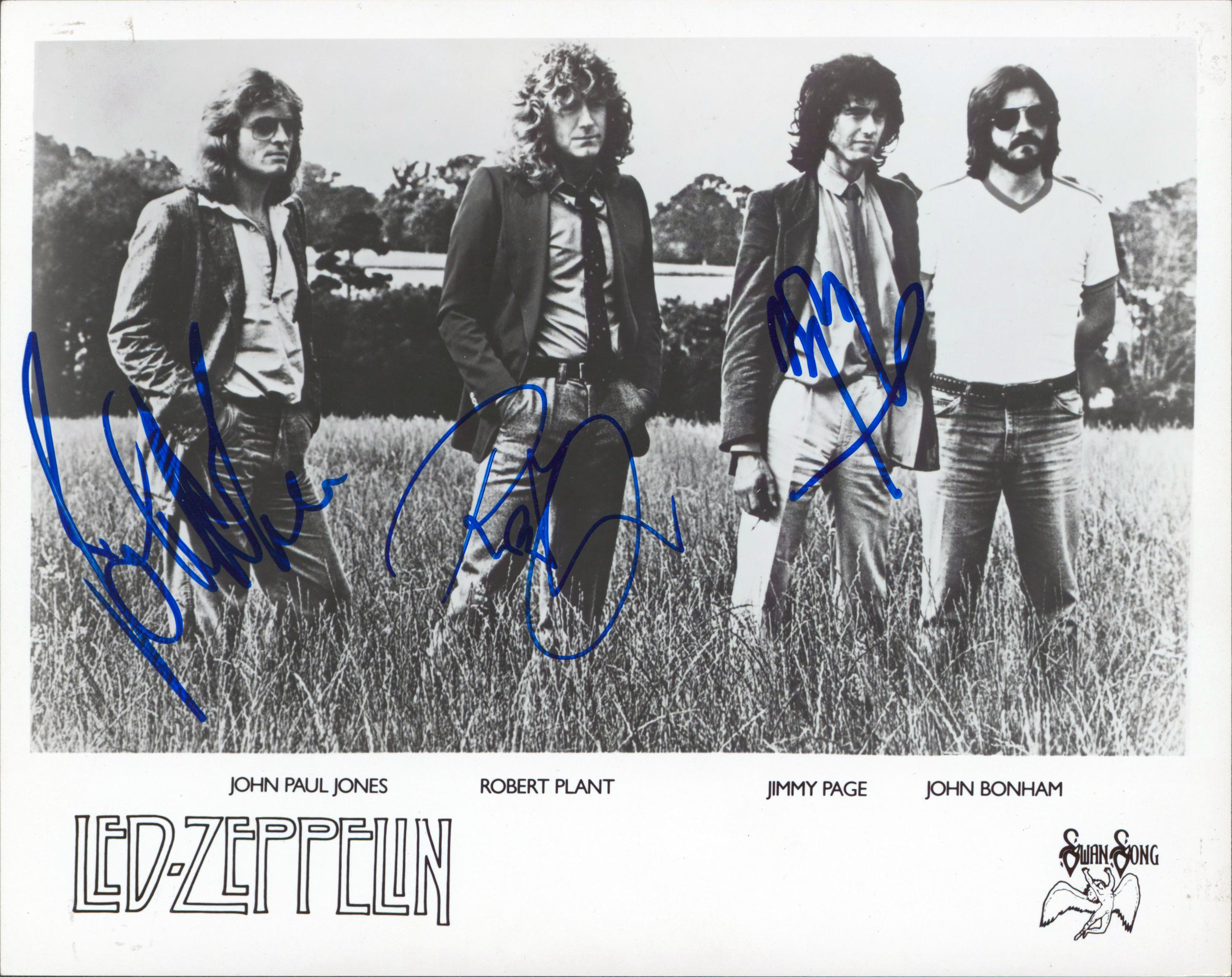 Led Zeppelin (3) Page, Plant, & Jones Authentic Signed 8x10 Photo JSA #BB98883