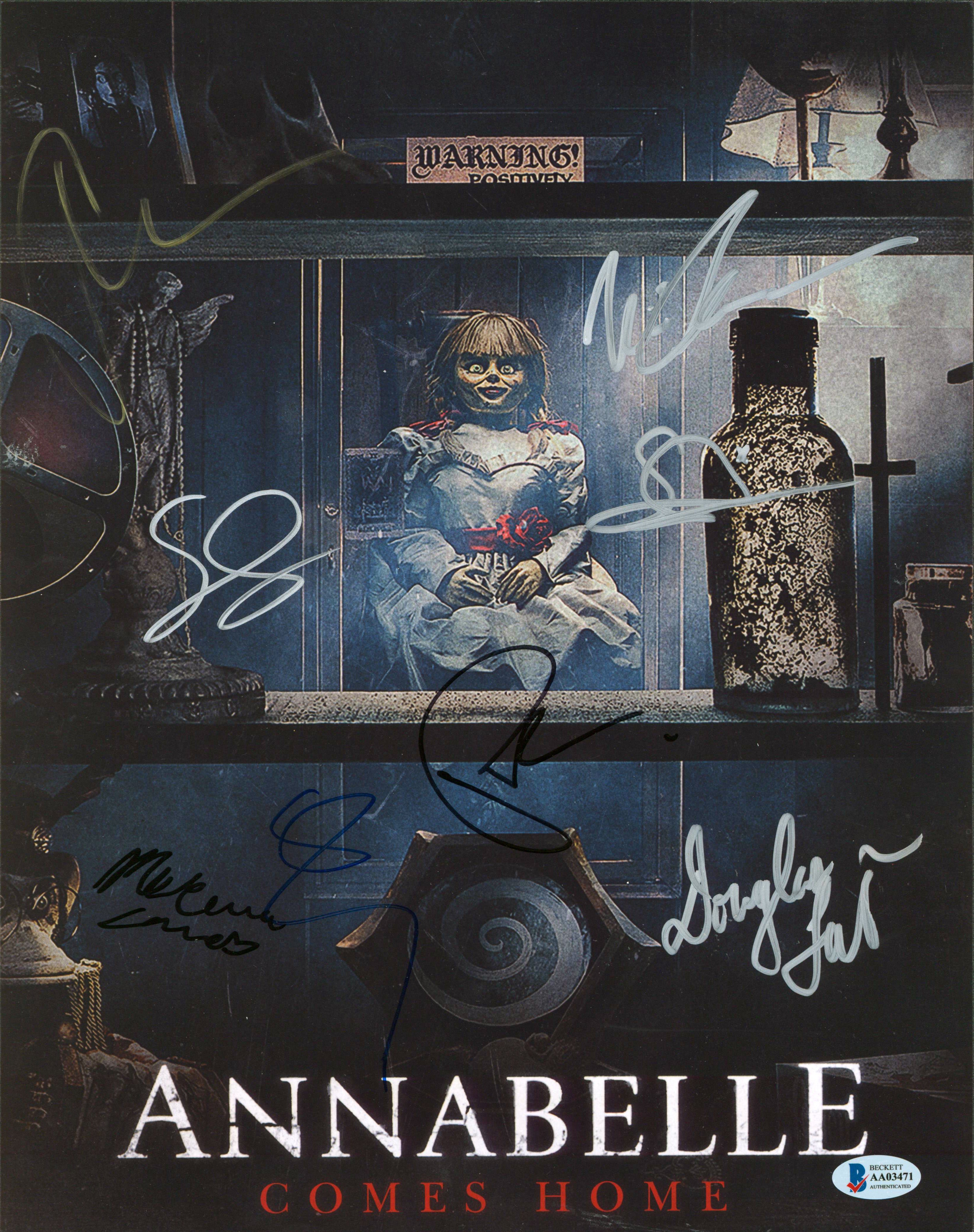 Annabelle (7) Wilson, Grace, Dauberman, Bishara, +3 Signed 11x14 Photo BAS