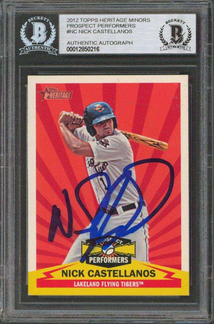 Nick Castellanos Signed 2012 Topps Heritage Minors Prospect #NC RC BAS Slabbed