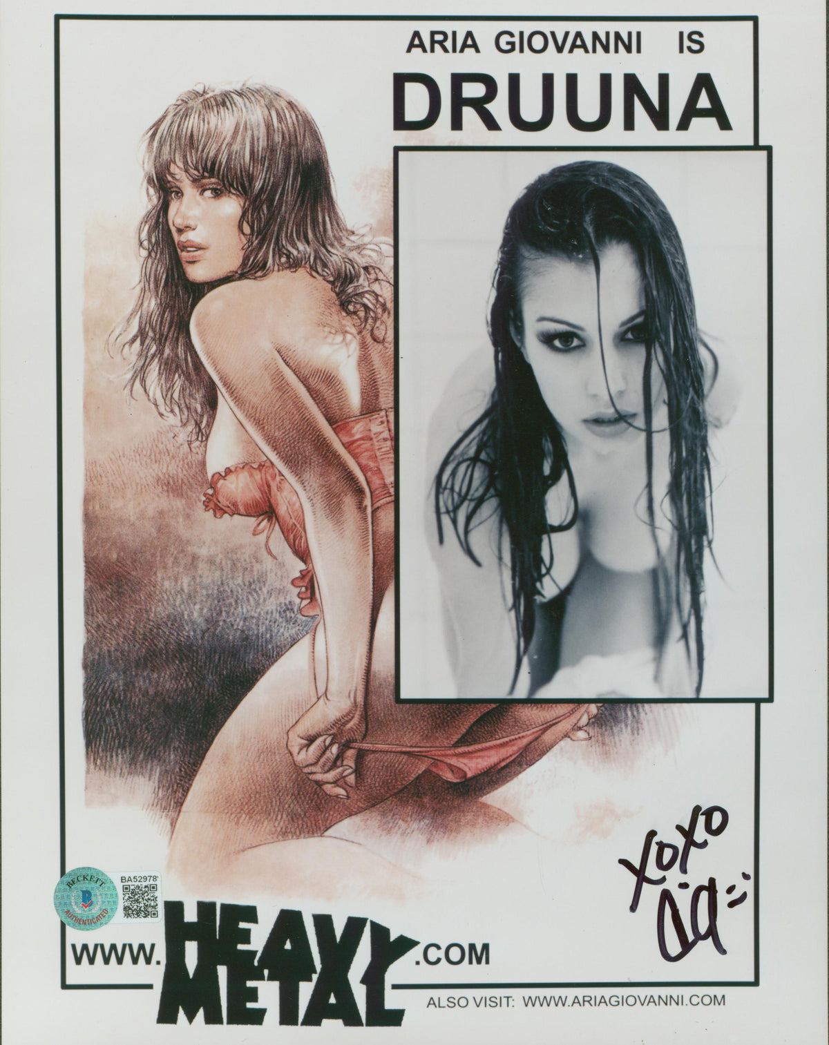 Aria Giovanni Heavy Metal Authentic Signed 8x10 Photo Autographed BAS #BA52978