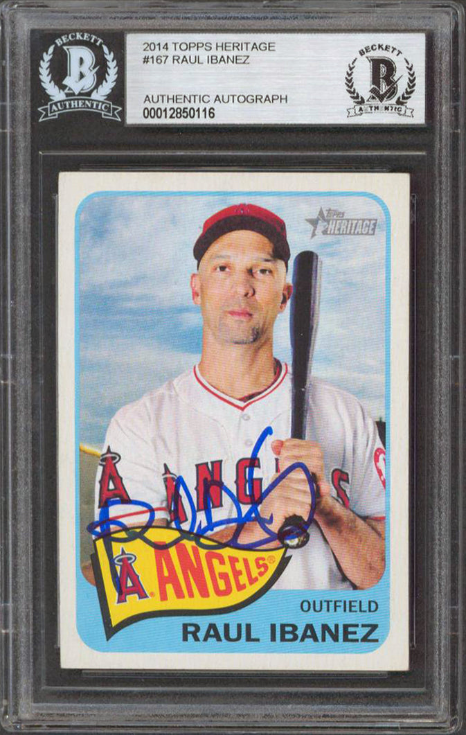 Angels Raul Ibanez Authentic Signed 2014 Topps Heritage #167 Card BAS Slabbed