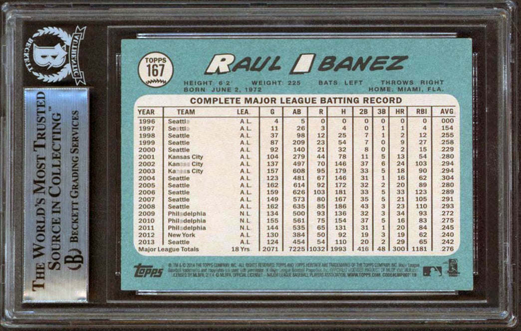 Angels Raul Ibanez Authentic Signed 2014 Topps Heritage #167 Card BAS Slabbed