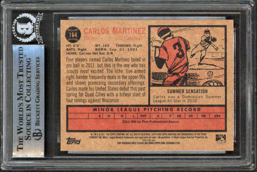 Cardinals Carlos Martinez Authentic Signed 2011 Topps Heritage #164 RC BAS Slab
