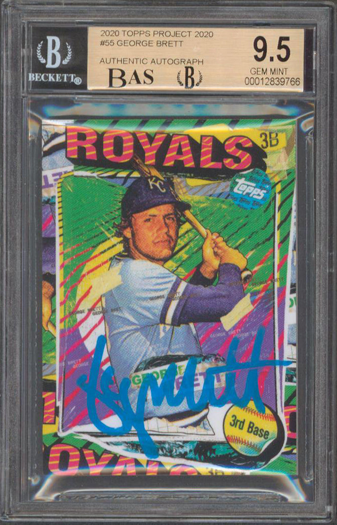 George Brett Signed 2020 Topps Project 2020 #55 Card Grade 9.5, Auto 9! BAS Slab