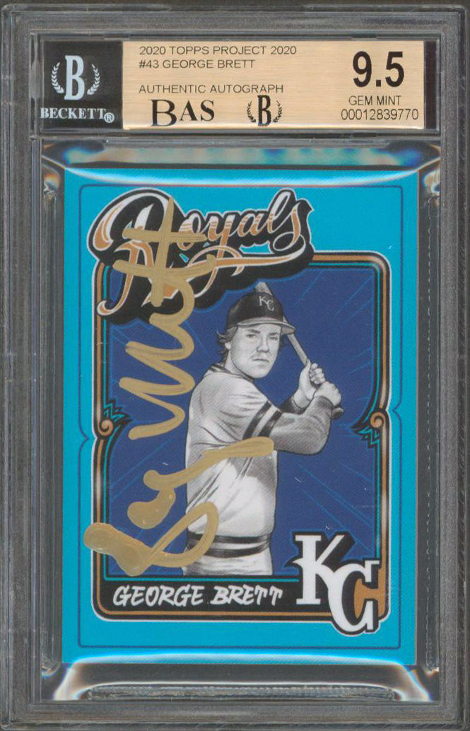 George Brett Signed 2020 Topps Project 2020 #43 Card Grade 9.5, Auto 7! BAS Slab