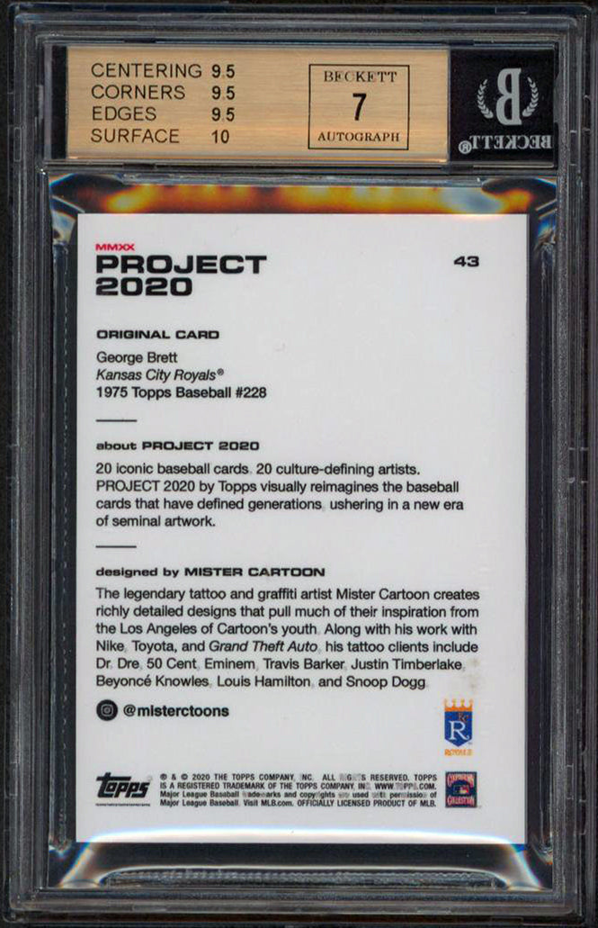 George Brett Signed 2020 Topps Project 2020 #43 Card Grade 9.5, Auto 7! BAS Slab