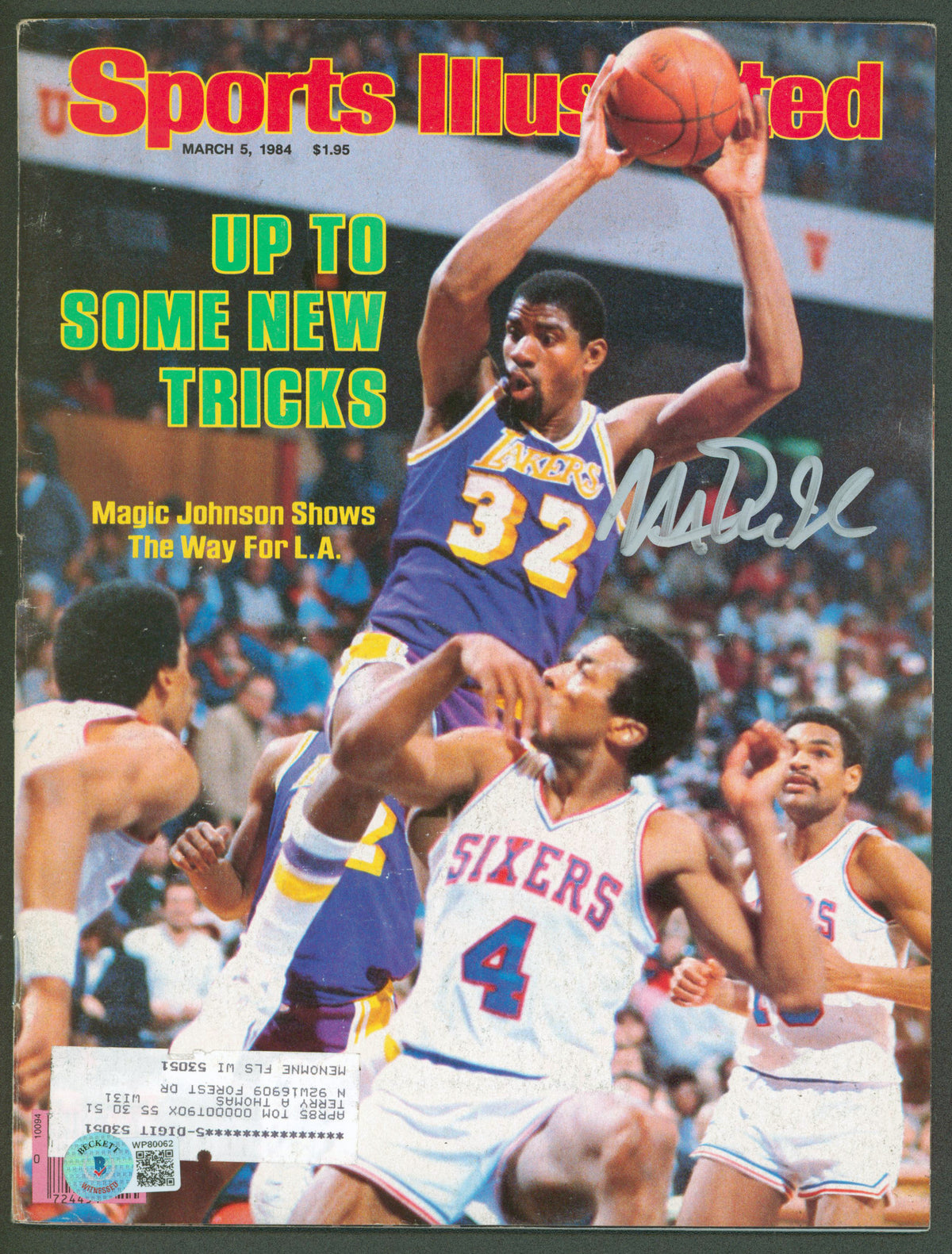 Lakers Magic Johnson Signed March 1984 Sports Illustrated Magazine BAS Witnessed