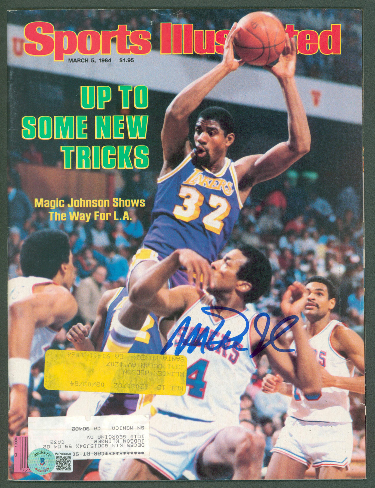 Lakers Magic Johnson Signed 1984 Sports Illustrated Magazine BAS Wit #WP80068