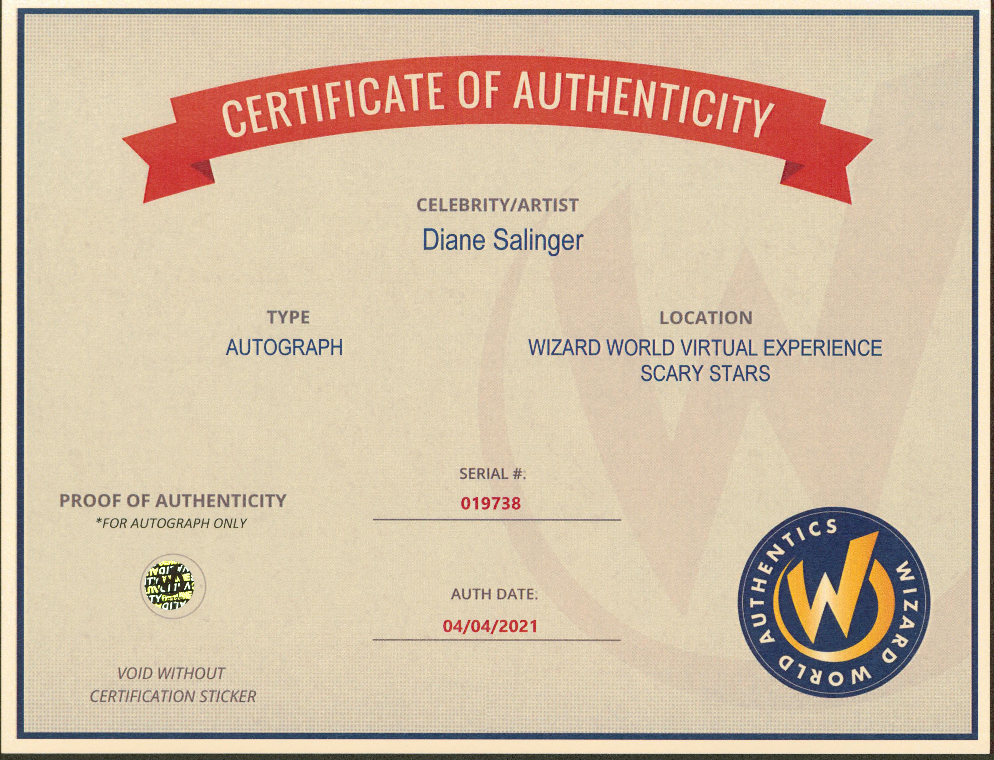 Diane Salinger Pee-Wee's Big Adventure Signed 8x10 Photo Wizard World #019738