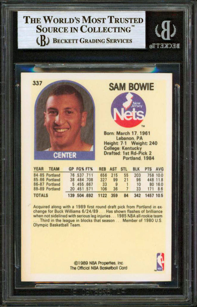 Nets Sam Bowie Authentic Signed 1989 Hoops #337 Card Autographed BAS Slabbed