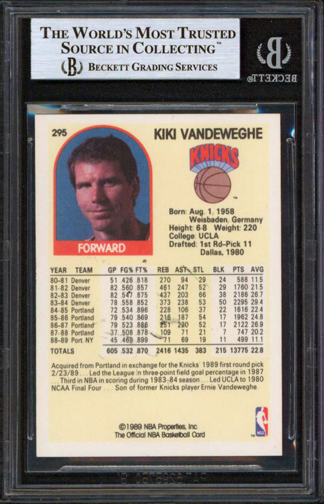 Knicks Kiki Vandeweghe Authentic Signed 1989 Hoops #295 Card BAS Slabbed
