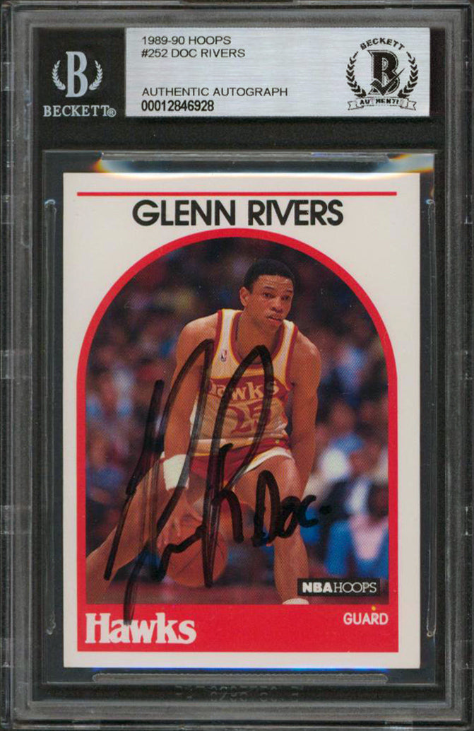 Hawks Doc Rivers Authentic Signed 1989 Hoops #252 Card Autographed BAS Slabbed
