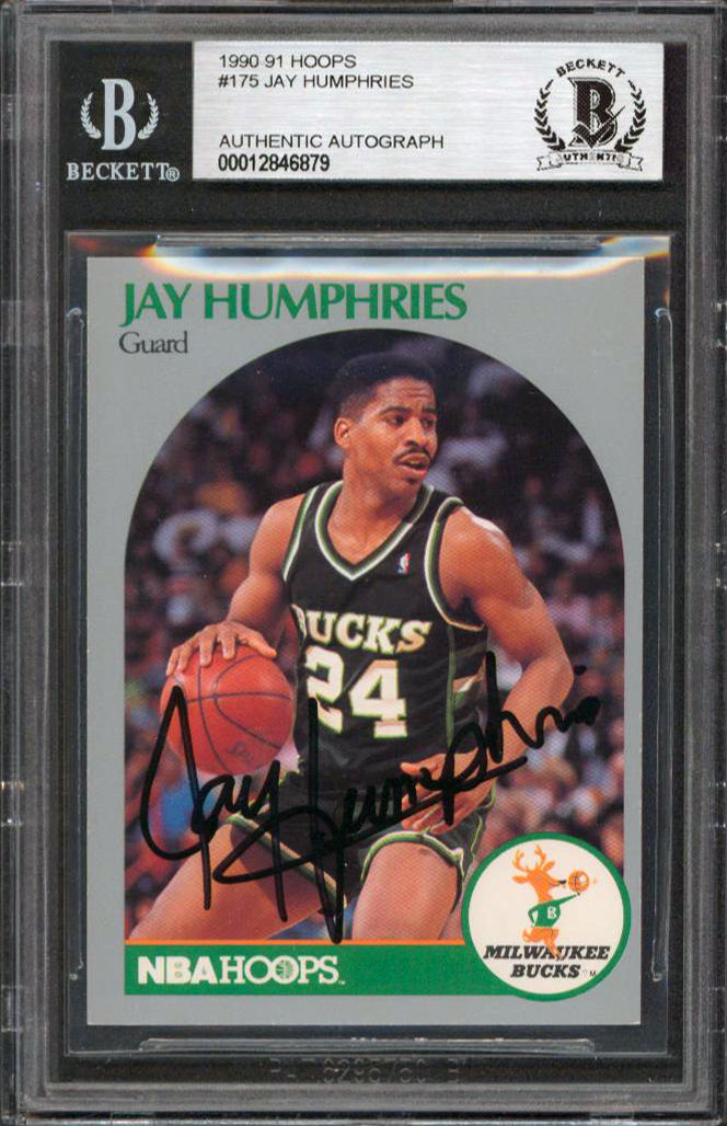 Bucks Jay Humphries Authentic Signed 1990 Hoops #175 Card BAS Slabbed